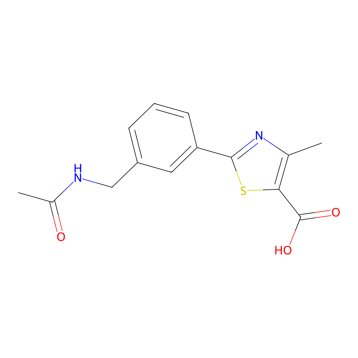 2-[3-(Acetamidomethyl)phenyl]-4-methyl-1,3-thiazole-5-carboxylic acid molecular structure, CAS 2680851-05-0