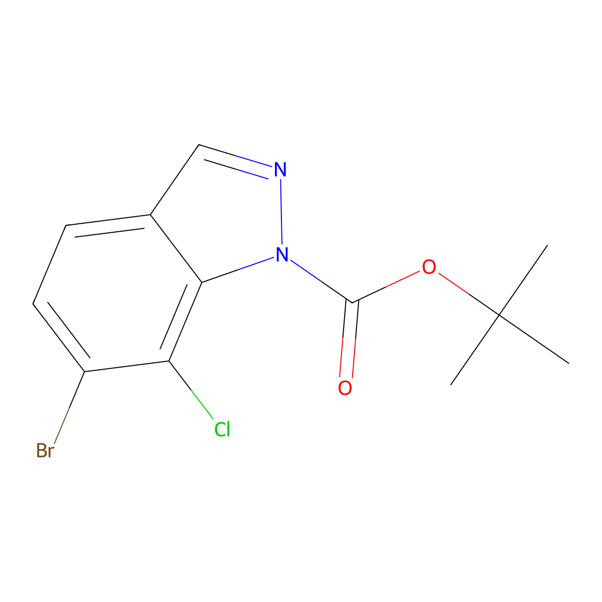 tert-butyl 6-bromo-7-chloro-1H-indazole-1-carboxylate molecular structure, CAS 2680851-08-3