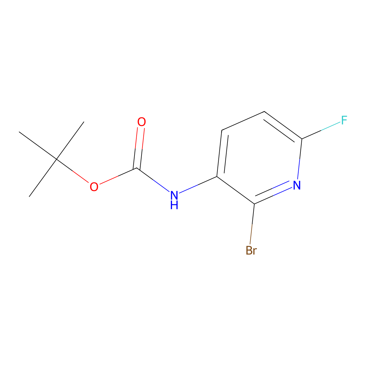 tert-butyl N-(2-bromo-6-fluoropyridin-3-yl)carbamate molecular structure, CAS 2680851-20-9