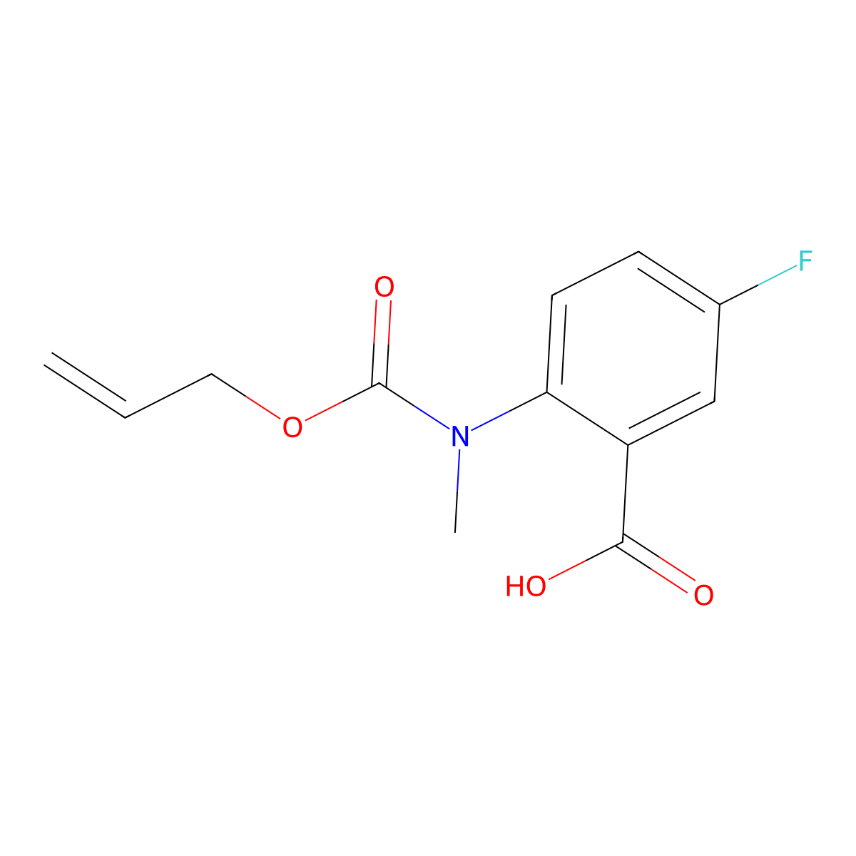 5-Fluoro-2-{methyl[(prop-2-en-1-yloxy)carbonyl]amino}benzoic acid molecular structure, CAS 2680851-22-1