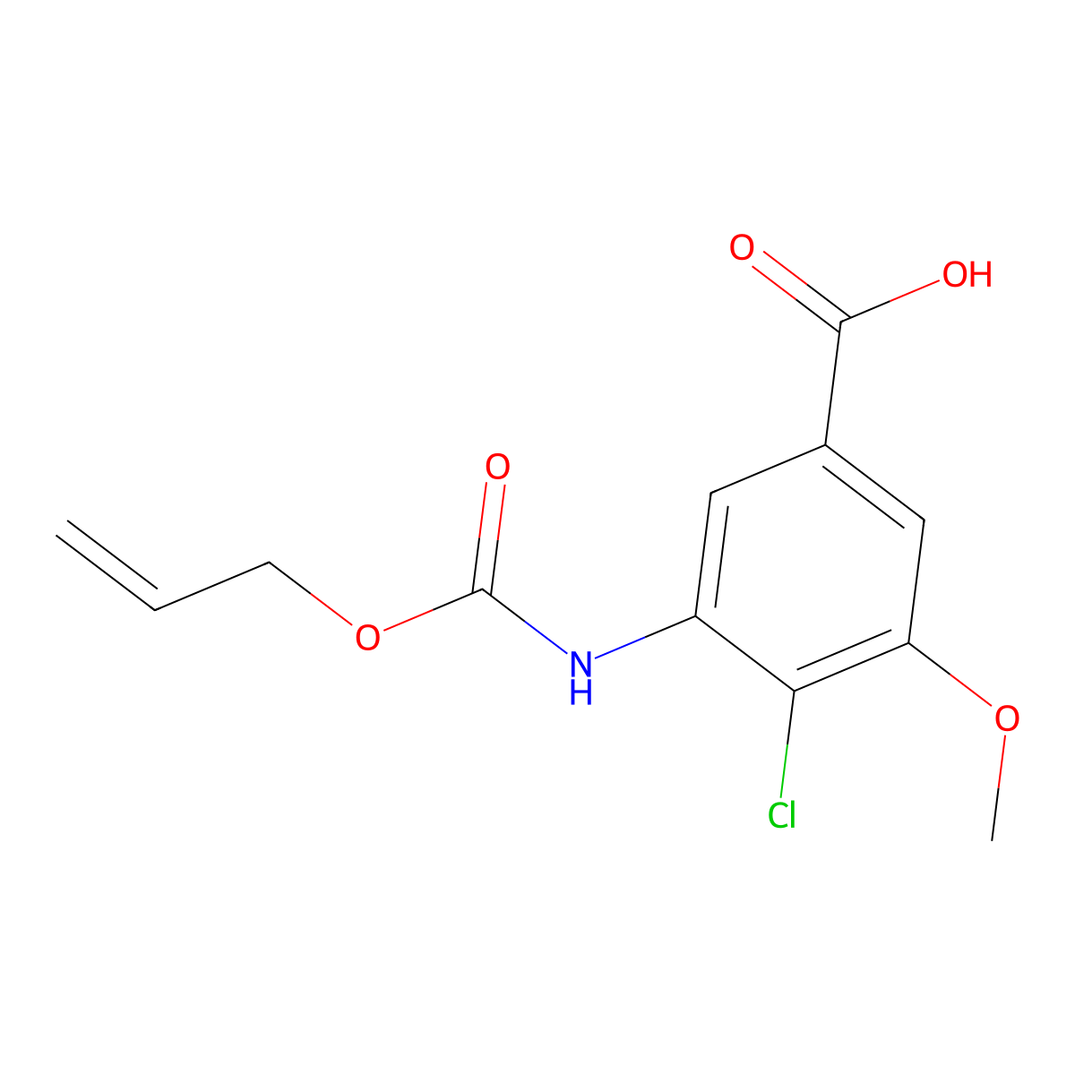 4-Chloro-3-methoxy-5-{[(prop-2-en-1-yloxy)carbonyl]amino}benzoic acid molecular structure, CAS 2680851-31-2