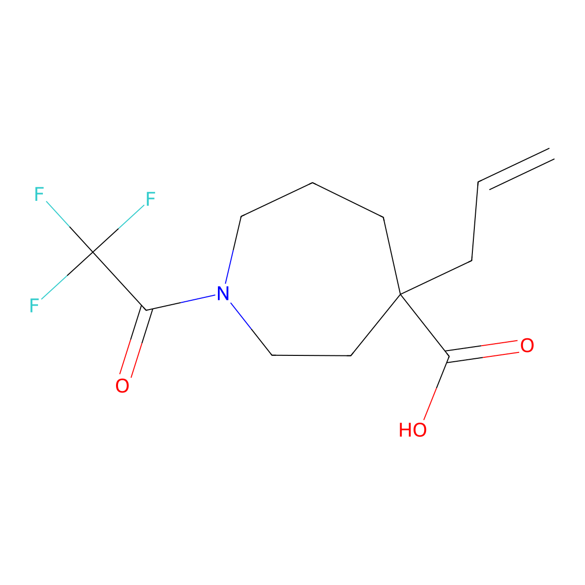 4-(Prop-2-en-1-yl)-1-(2,2,2-trifluoroacetyl)azepane-4-carboxylic acid molecular structure, CAS 2680851-40-3
