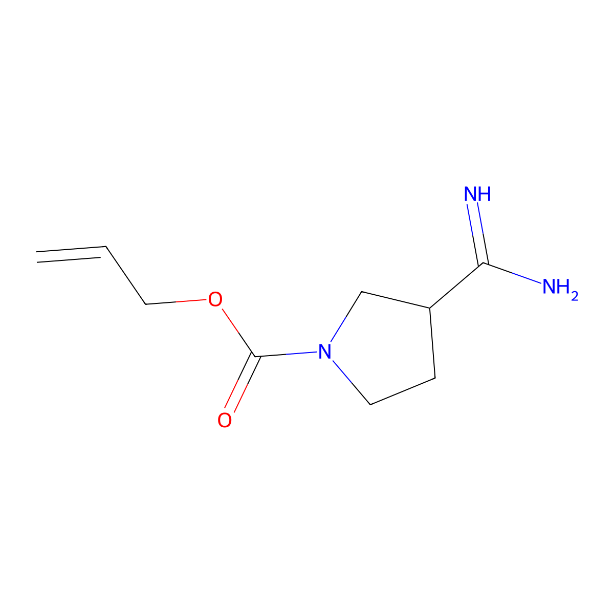 Prop-2-en-1-yl 3-carbamimidoylpyrrolidine-1-carboxylate molecular structure, CAS 2680851-42-5