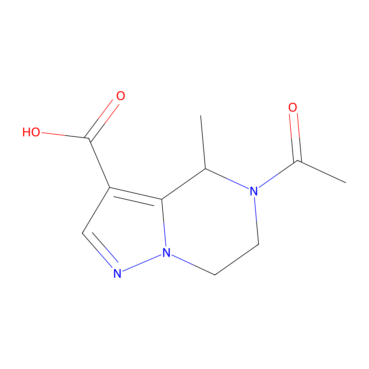 5-acetyl-4-methyl-4H,5H,6H,7H-pyrazolo[1,5-a]pyrazine-3-carboxylic acid molecular structure, CAS 2680851-44-7