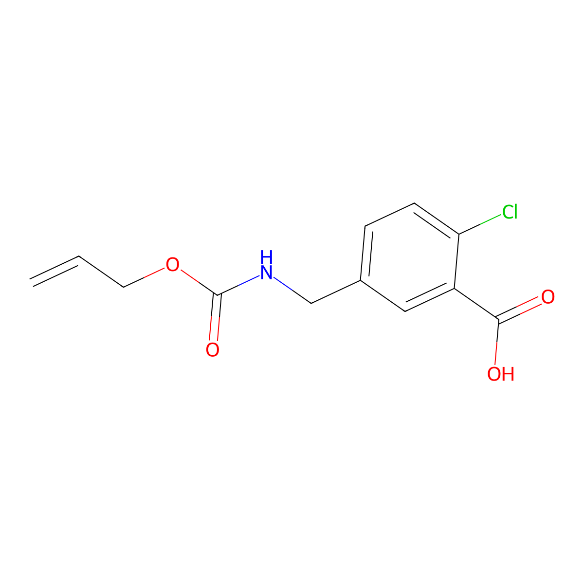2-Chloro-5-({[(prop-2-en-1-yloxy)carbonyl]amino}methyl)benzoic acid molecular structure, CAS 2680851-47-0