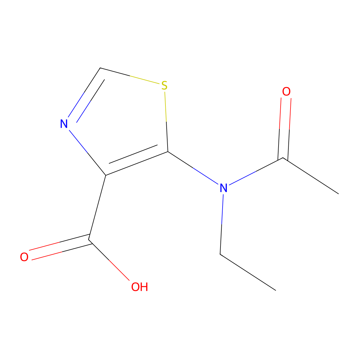 5-(N-ethylacetamido)-1,3-thiazole-4-carboxylic acid molecular structure, CAS 2680851-51-6