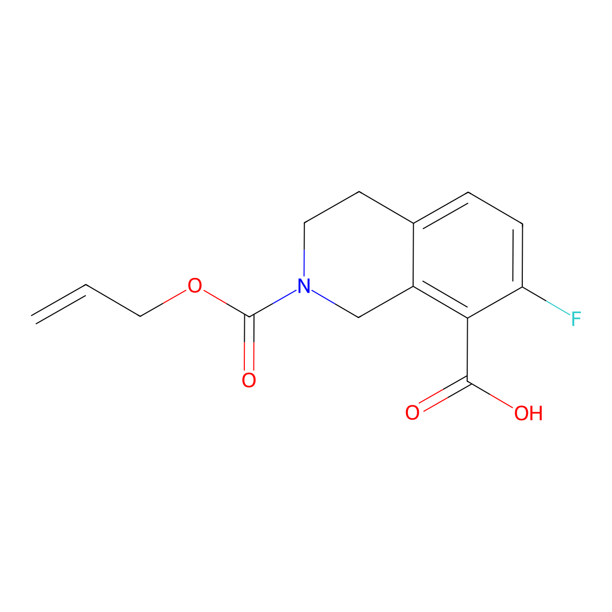 7-Fluoro-2-[(prop-2-en-1-yloxy)carbonyl]-1,2,3,4-tetrahydroisoquinoline-8-carboxylic acid molecular structure, CAS 2680851-52-7