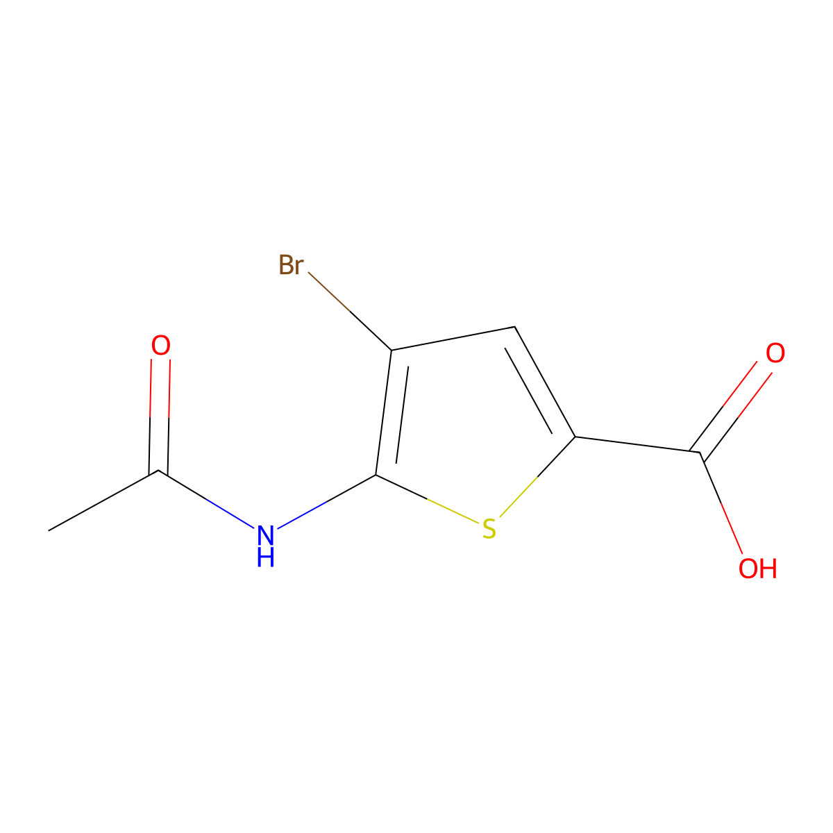 4-Bromo-5-acetamidothiophene-2-carboxylic acid molecular structure, CAS 2680851-54-9