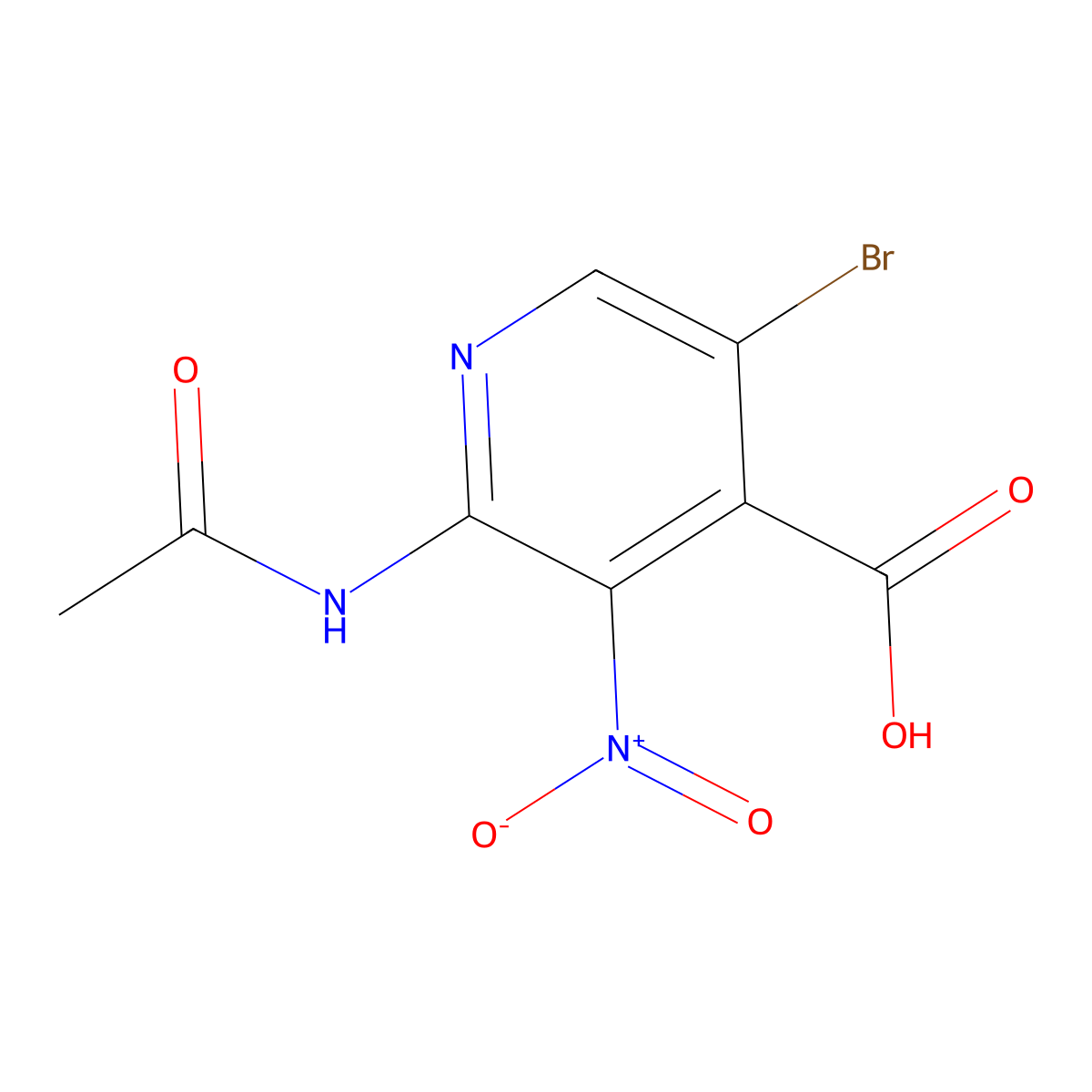 5-Bromo-2-acetamido-3-nitropyridine-4-carboxylic acid molecular structure, CAS 2680851-56-1