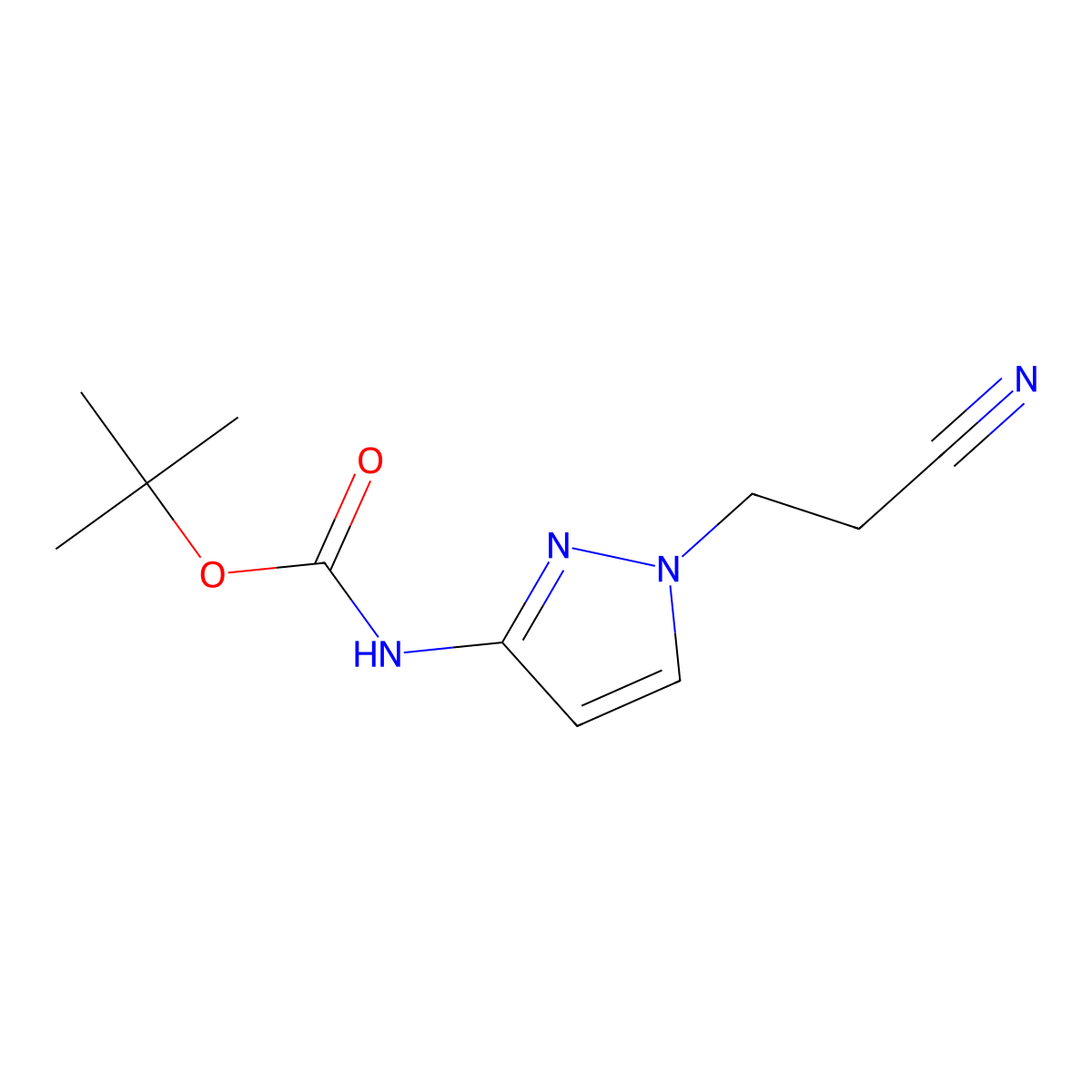 tert-butyl N-[1-(2-cyanoethyl)-1H-pyrazol-3-yl]carbamate molecular structure, CAS 2680851-63-0