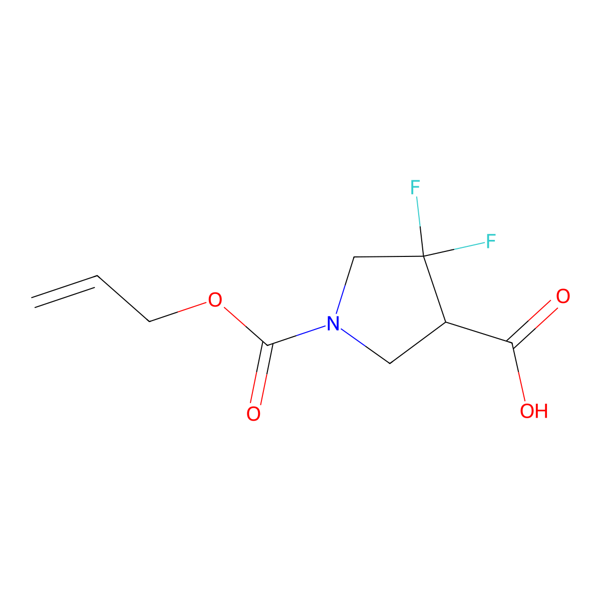 4,4-Difluoro-1-[(prop-2-en-1-yloxy)carbonyl]pyrrolidine-3-carboxylic acid molecular structure, CAS 2680851-65-2