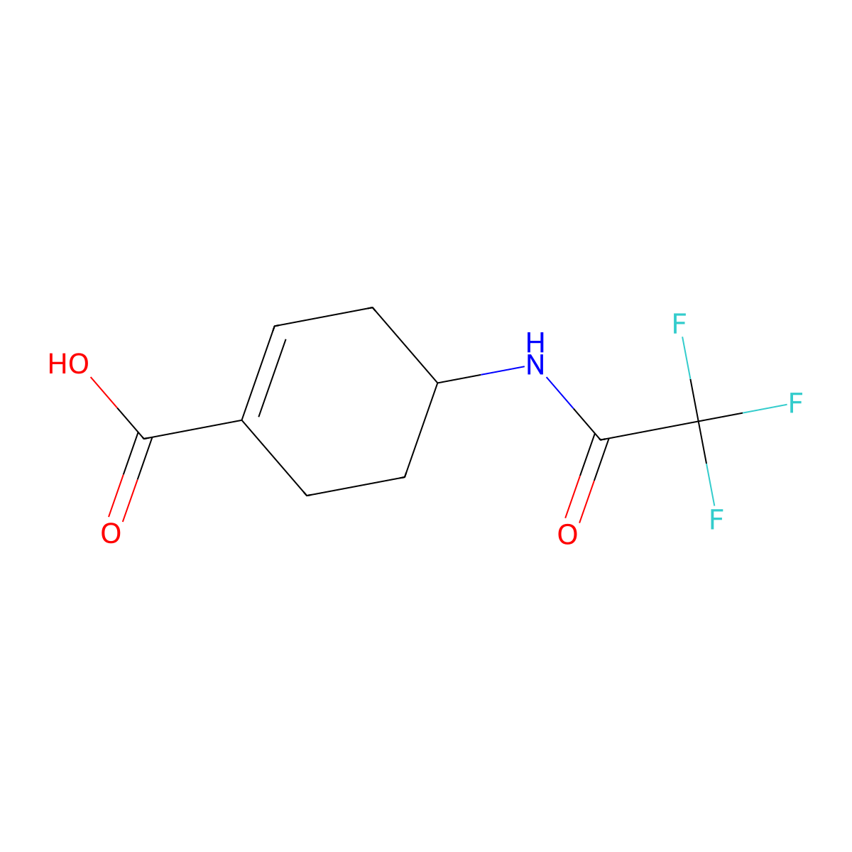 4-(2,2,2-Trifluoroacetamido)cyclohex-1-ene-1-carboxylic acid molecular structure, CAS 2680851-70-9