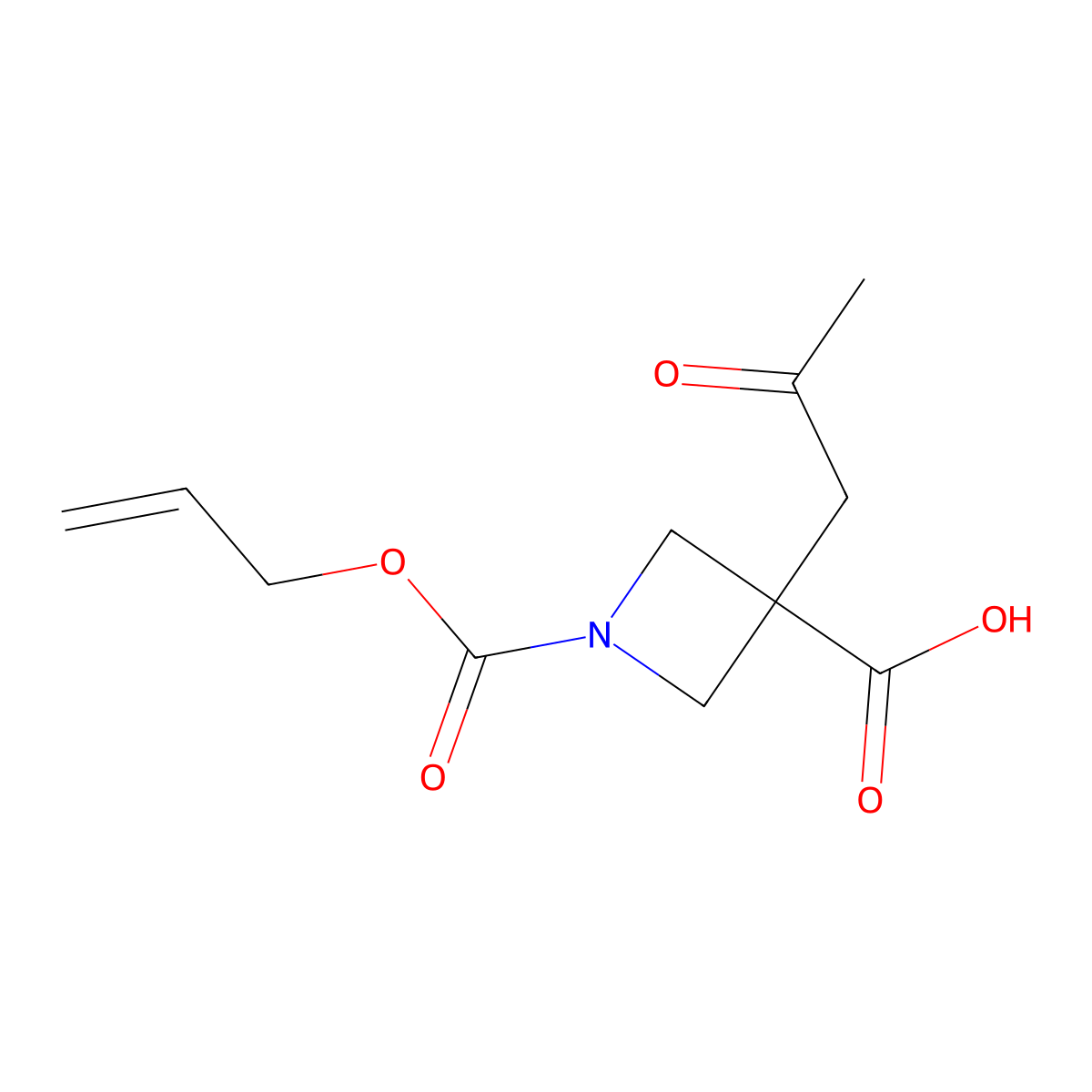 3-(2-Oxopropyl)-1-[(prop-2-en-1-yloxy)carbonyl]azetidine-3-carboxylic acid molecular structure, CAS 2680851-72-1
