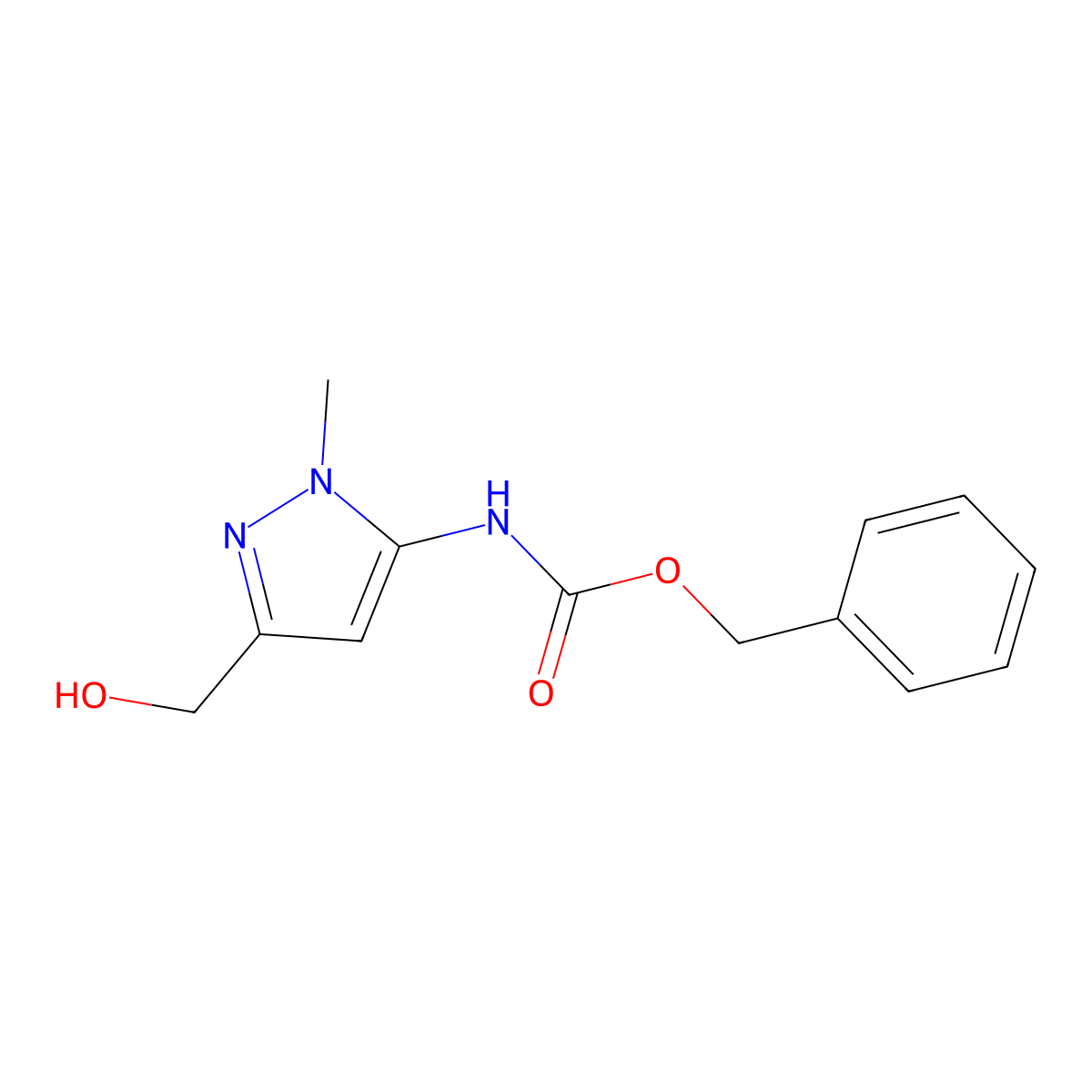 benzyl N-[3-(hydroxymethyl)-1-methyl-1H-pyrazol-5-yl]carbamate molecular structure, CAS 2680851-75-4
