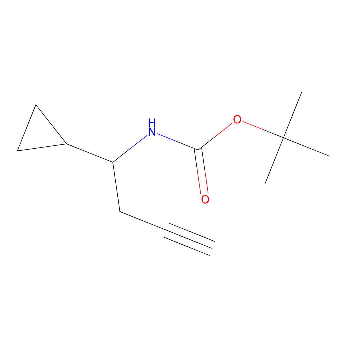 tert-butyl N-(1-cyclopropylbut-3-yn-1-yl)carbamate molecular structure, CAS 2680851-76-5
