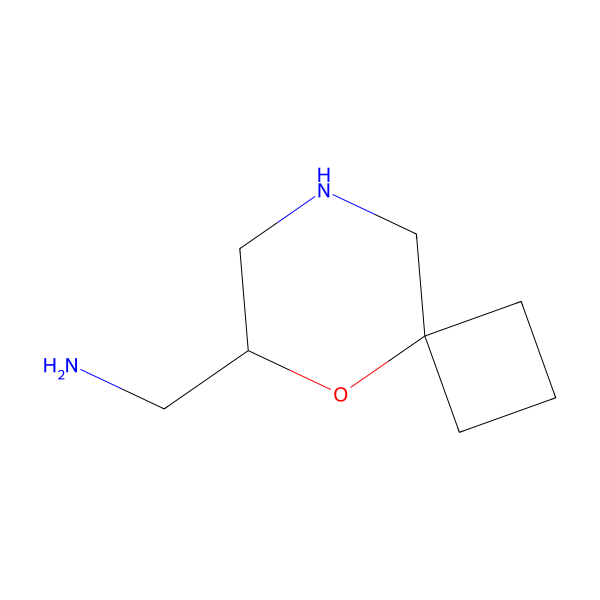 {5-Oxa-8-azaspiro[3.5]nonan-6-yl}methanamine molecular structure, CAS 2680851-77-6