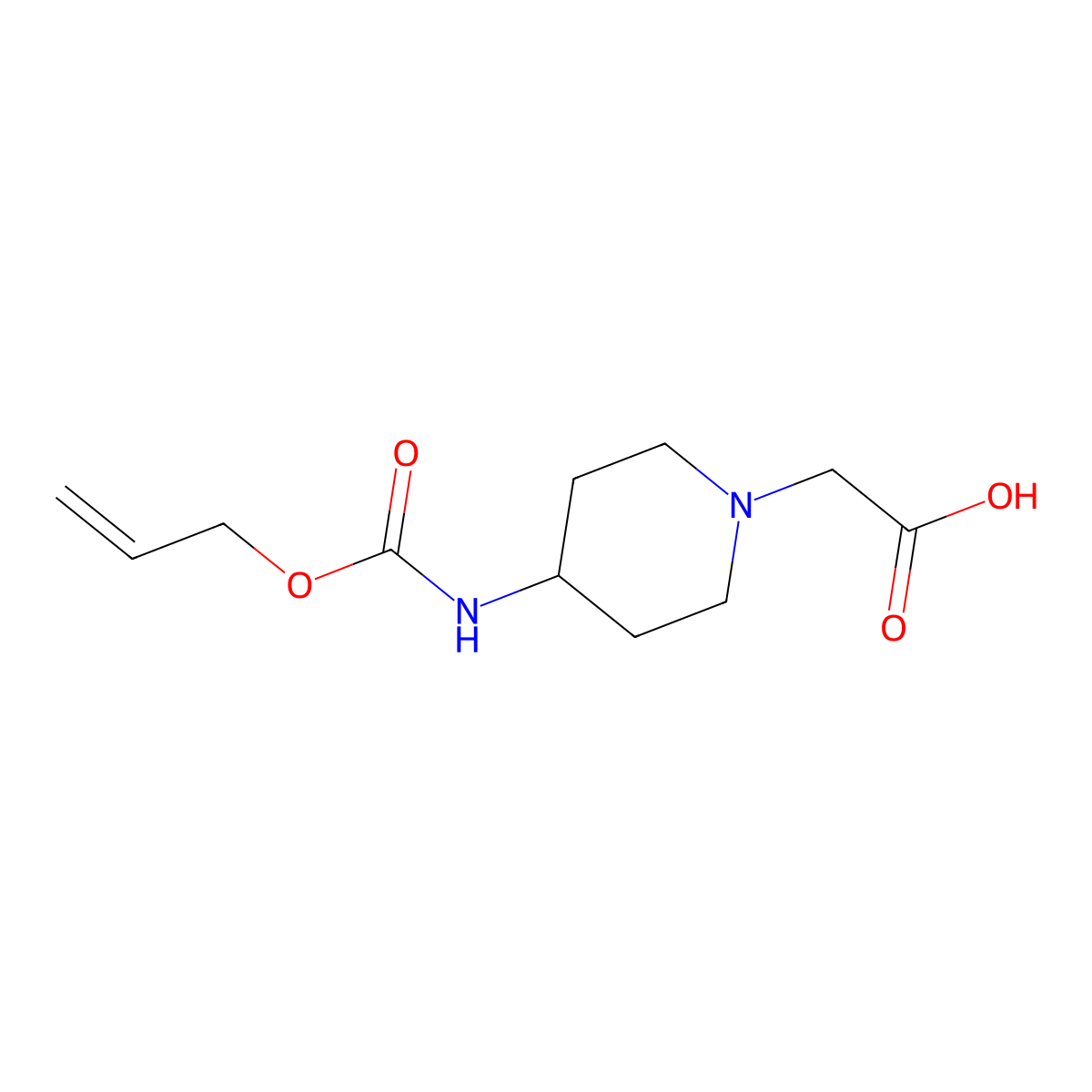 2-(4-{[(Prop-2-en-1-yloxy)carbonyl]amino}piperidin-1-yl)acetic acid molecular structure, CAS 2680851-79-8