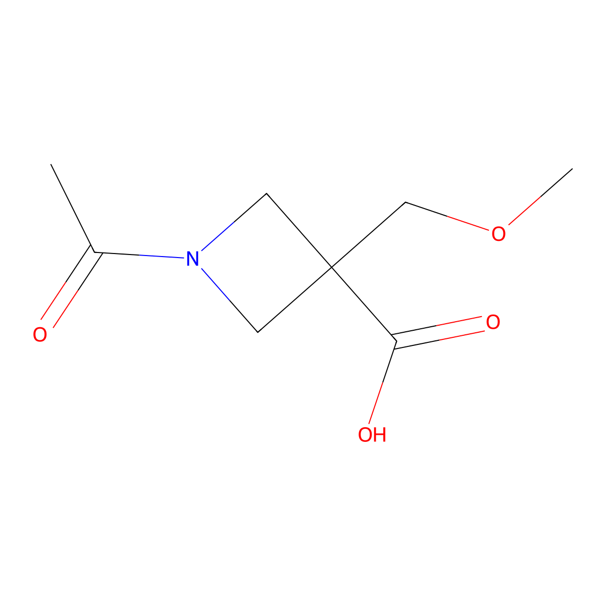 1-Acetyl-3-(methoxymethyl)azetidine-3-carboxylic acid molecular structure, CAS 2680851-81-2