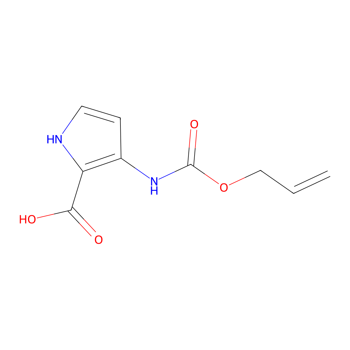 3-{[(prop-2-en-1-yloxy)carbonyl]amino}-1H-pyrrole-2-carboxylic acid molecular structure, CAS 2680851-83-4