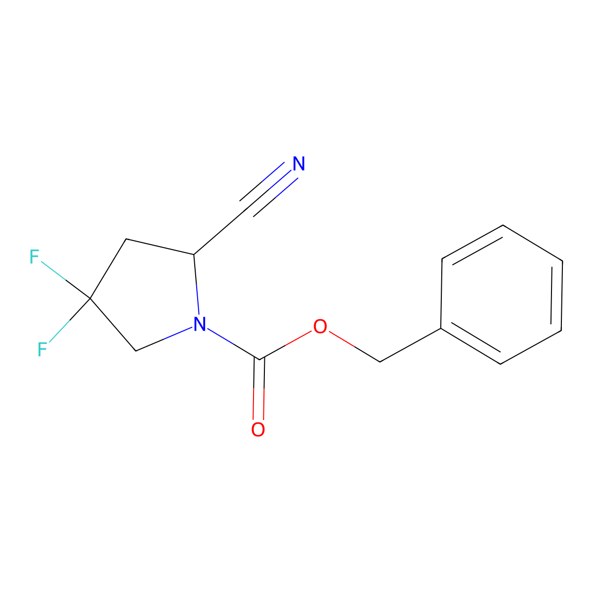 Benzyl 2-cyano-4,4-difluoropyrrolidine-1-carboxylate molecular structure, CAS 2680851-87-8