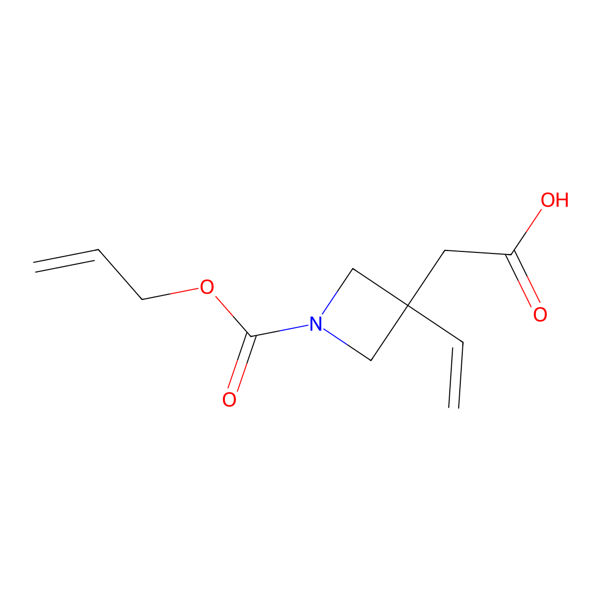 2-{3-Ethenyl-1-[(prop-2-en-1-yloxy)carbonyl]azetidin-3-yl}acetic acid molecular structure, CAS 2680851-93-6