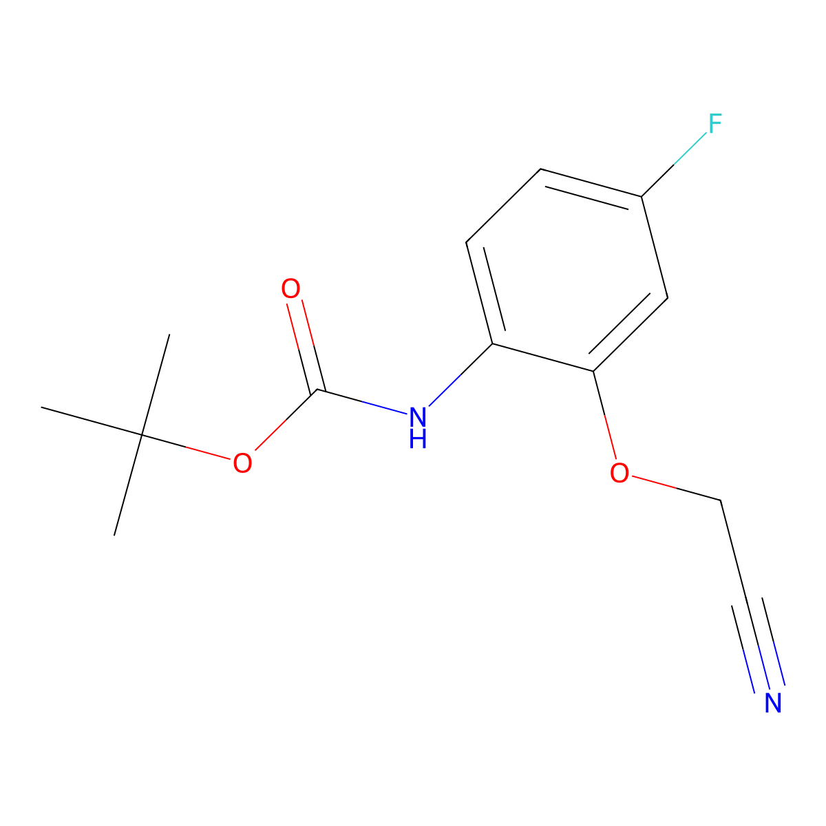 tert-butyl N-[2-(cyanomethoxy)-4-fluorophenyl]carbamate molecular structure, CAS 2680851-96-9