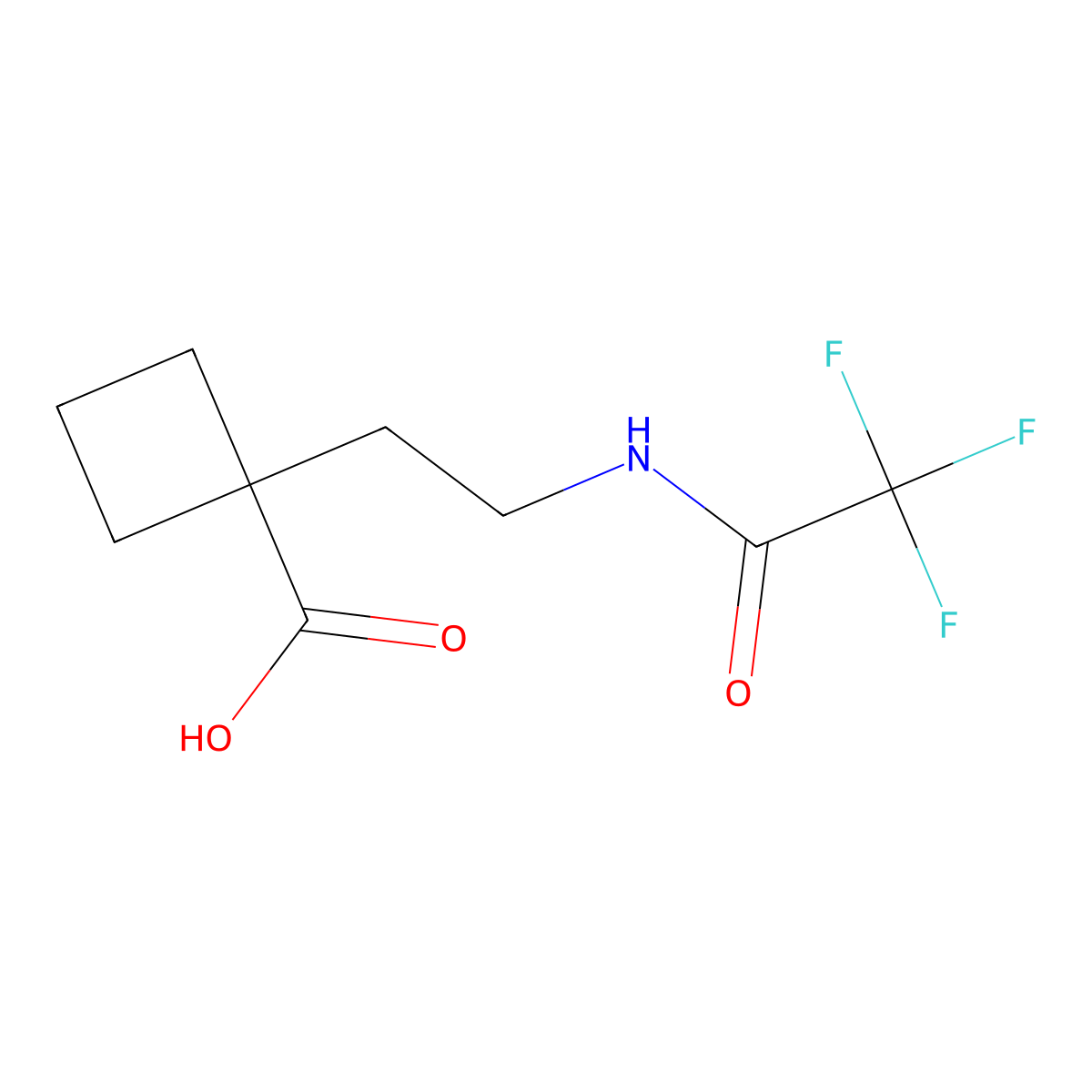 1-[2-(Trifluoroacetamido)ethyl]cyclobutane-1-carboxylic acid molecular structure, CAS 2680851-97-0