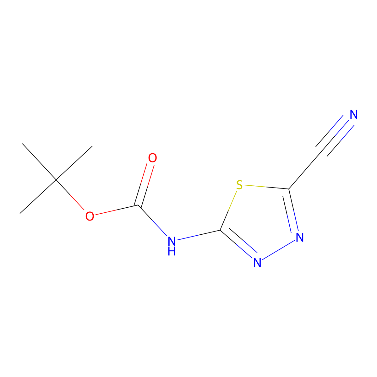 tert-butyl N-(5-cyano-1,3,4-thiadiazol-2-yl)carbamate molecular structure, CAS 2680851-99-2
