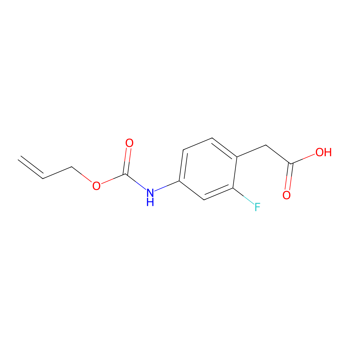 2-(2-Fluoro-4-{[(prop-2-en-1-yloxy)carbonyl]amino}phenyl)acetic acid molecular structure, CAS 2680852-17-7