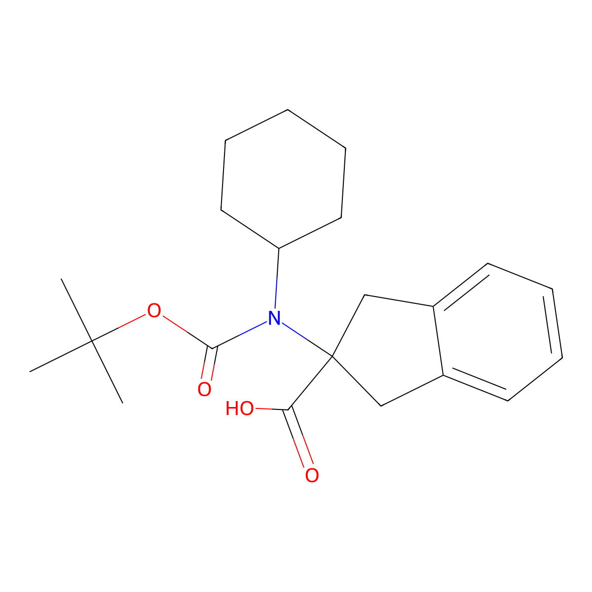 2-{[(tert-butoxy)carbonyl](cyclohexyl)amino}-2,3-dihydro-1H-indene-2-carboxylic acid molecular structure, CAS 2680852-18-8