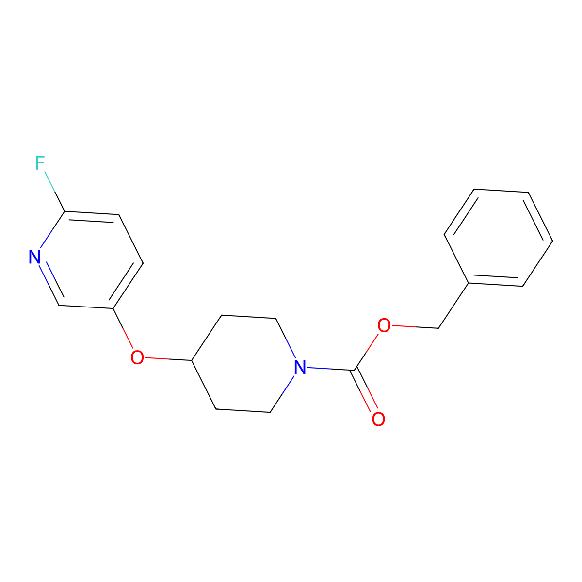 Benzyl 4-[(6-fluoropyridin-3-yl)oxy]piperidine-1-carboxylate molecular structure, CAS 2680852-21-3