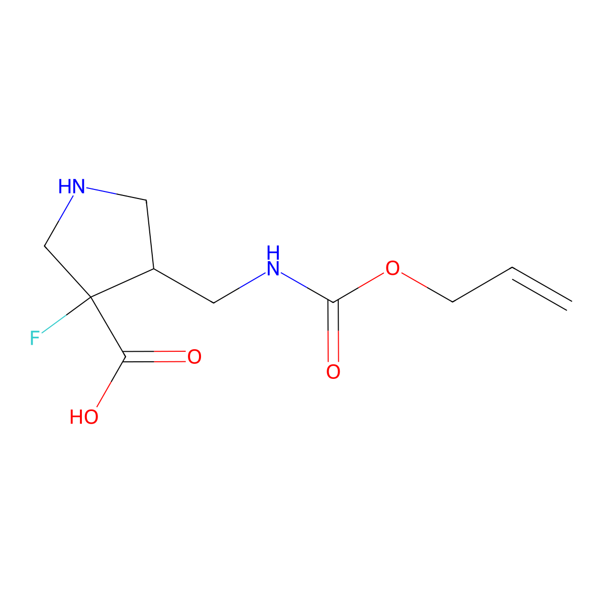 3-Fluoro-4-({[(prop-2-en-1-yloxy)carbonyl]amino}methyl)pyrrolidine-3-carboxylic acid molecular structure, CAS 2680852-23-5