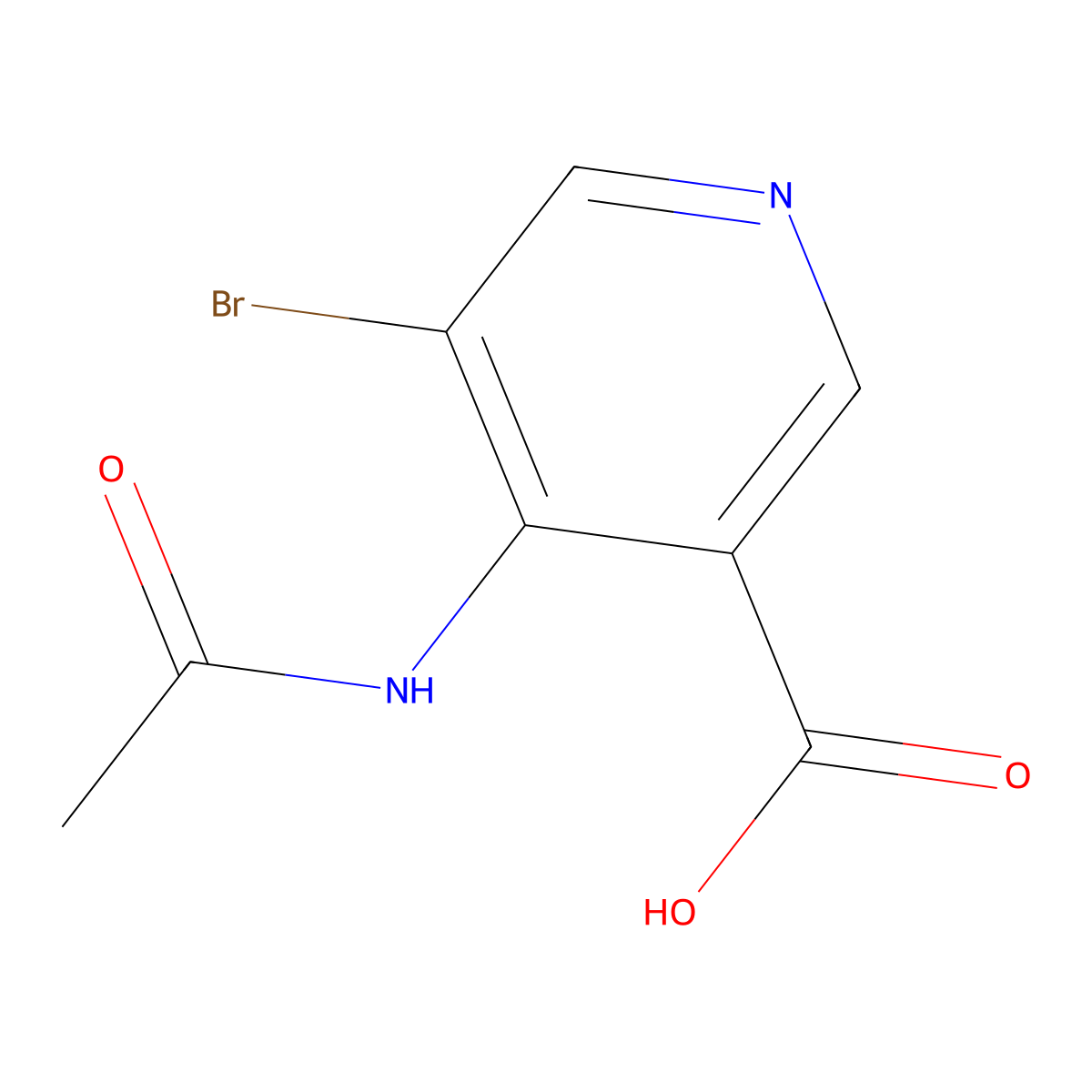 5-Bromo-4-acetamidopyridine-3-carboxylic acid molecular structure, CAS 2680852-27-9