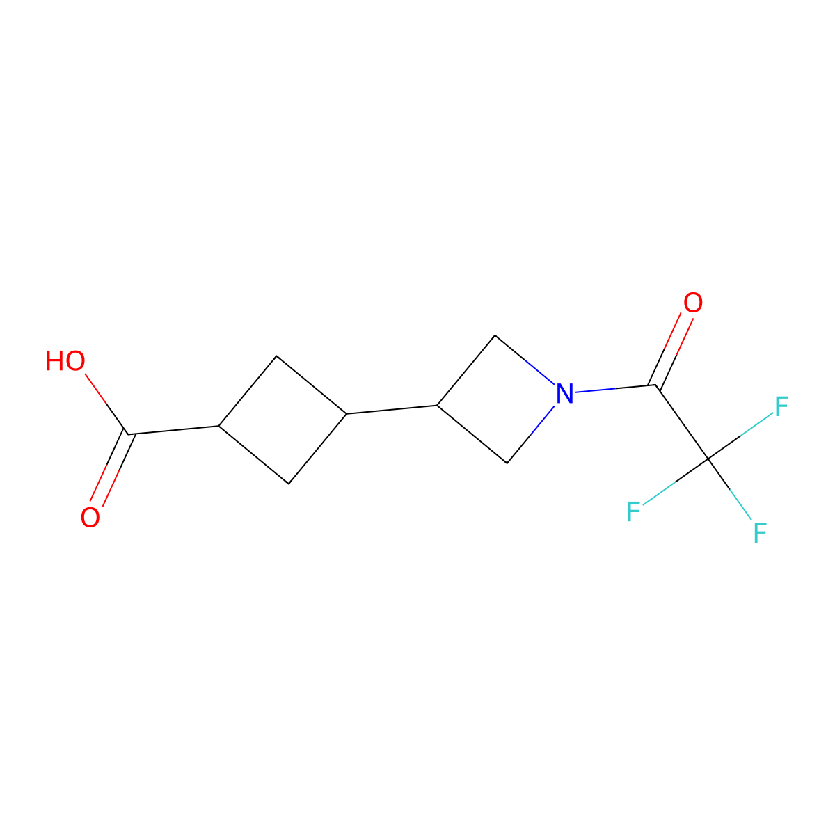 3-[1-(2,2,2-Trifluoroacetyl)azetidin-3-yl]cyclobutane-1-carboxylic acid molecular structure, CAS 2680852-28-0
