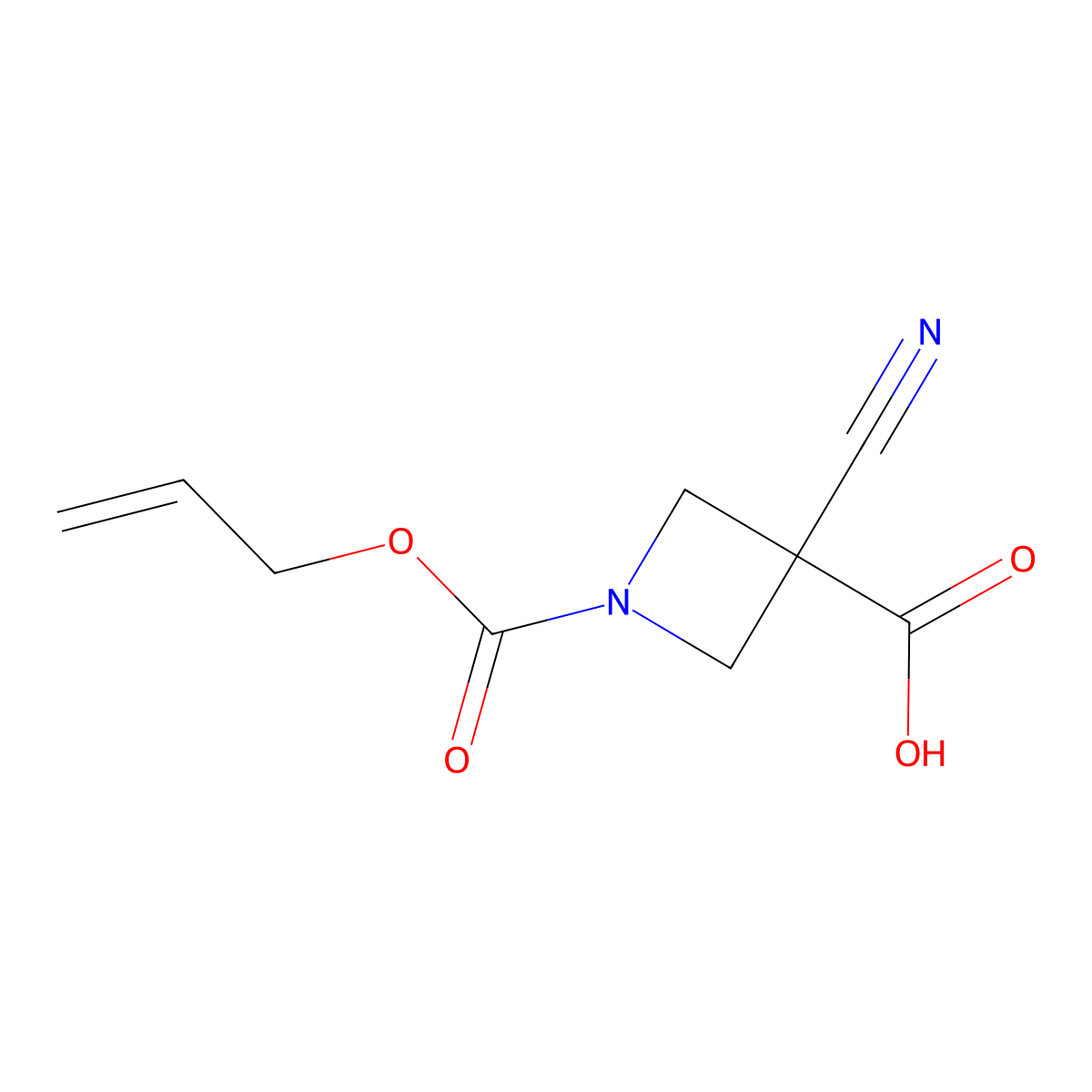 3-Cyano-1-[(prop-2-en-1-yloxy)carbonyl]azetidine-3-carboxylic acid molecular structure, CAS 2680852-29-1