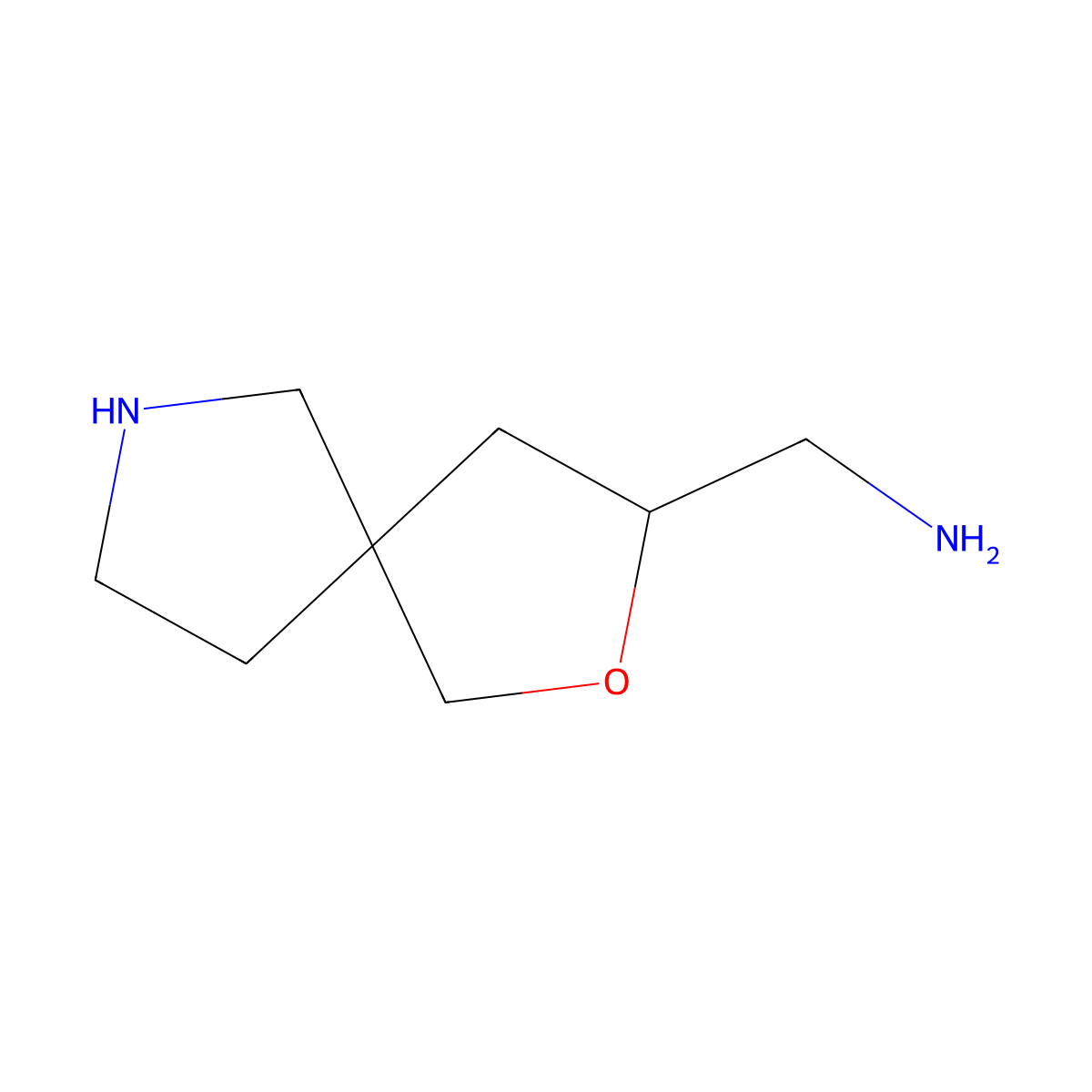 {2-Oxa-7-azaspiro[4.4]nonan-3-yl}methanamine molecular structure, CAS 2680852-30-4