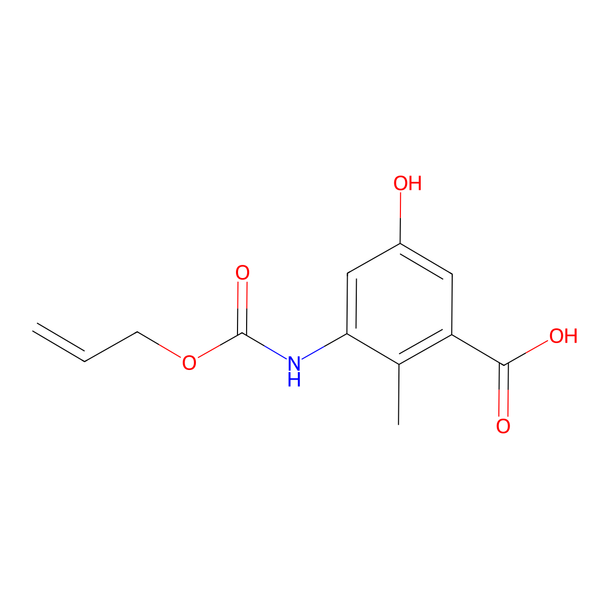 5-Hydroxy-2-methyl-3-{[(prop-2-en-1-yloxy)carbonyl]amino}benzoic acid molecular structure, CAS 2680852-33-7