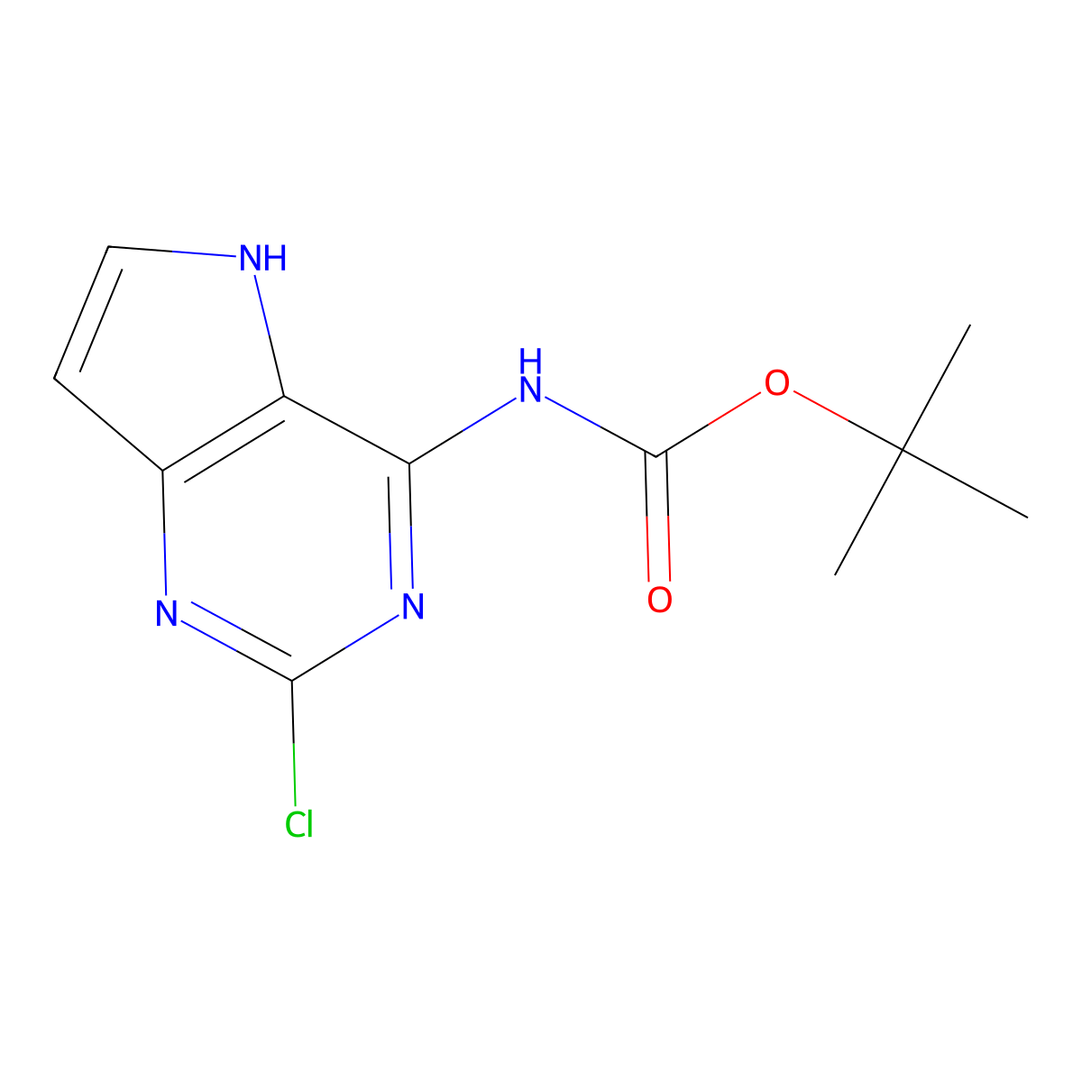 tert-butyl N-{2-chloro-5H-pyrrolo[3,2-d]pyrimidin-4-yl}carbamate molecular structure, CAS 2680852-34-8