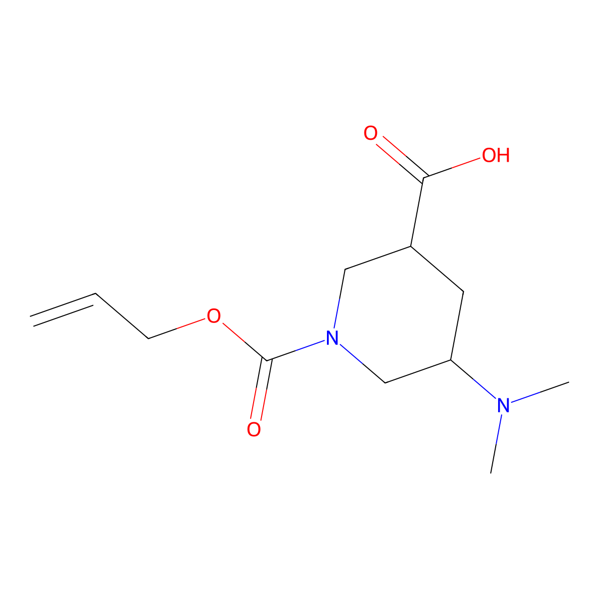5-(Dimethylamino)-1-[(prop-2-en-1-yloxy)carbonyl]piperidine-3-carboxylic acid molecular structure, CAS 2680852-42-8