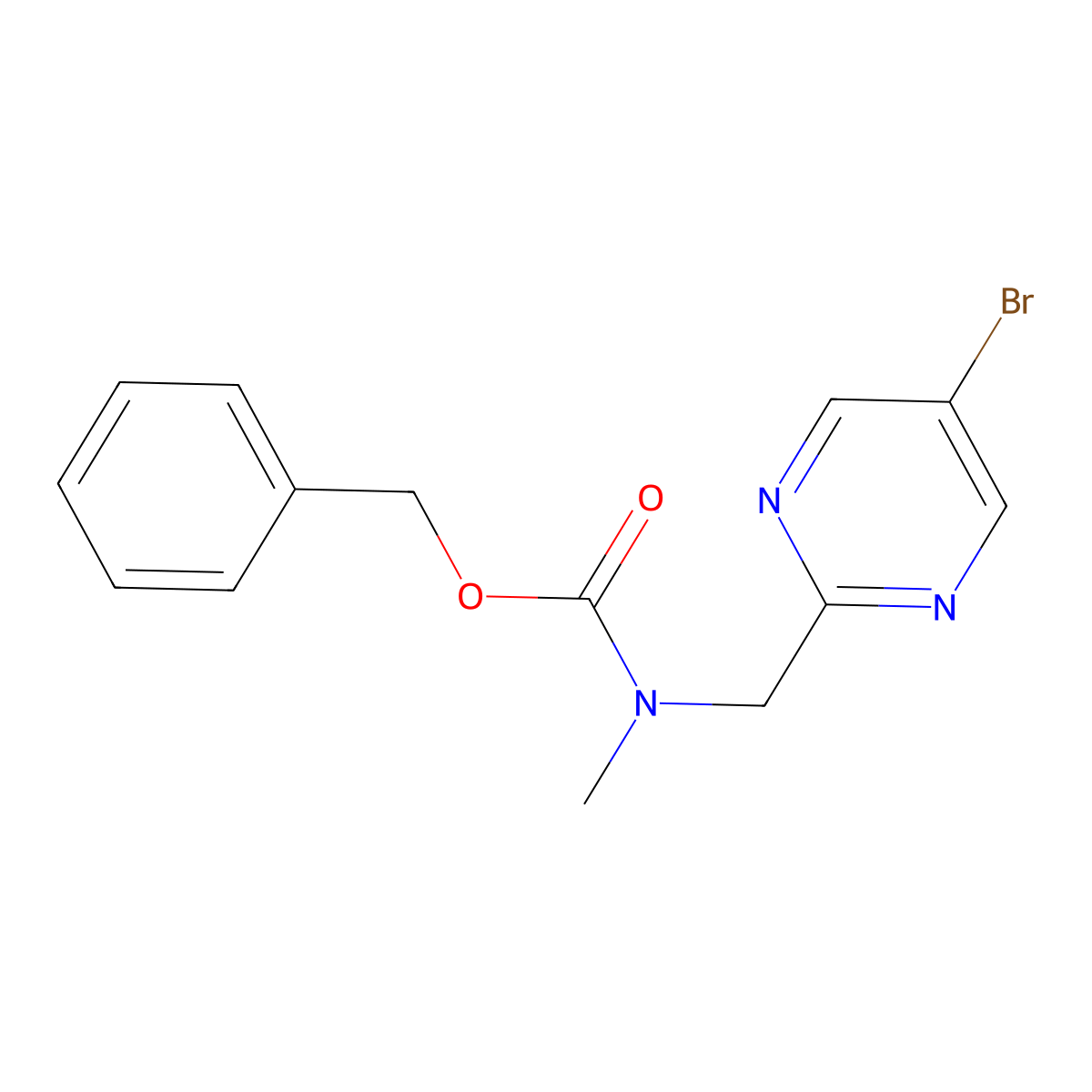benzyl N-[(5-bromopyrimidin-2-yl)methyl]-N-methylcarbamate molecular structure, CAS 2680852-47-3