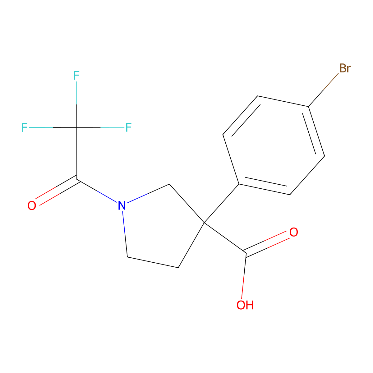 3-(4-Bromophenyl)-1-(2,2,2-trifluoroacetyl)pyrrolidine-3-carboxylic acid molecular structure, CAS 2680852-52-0