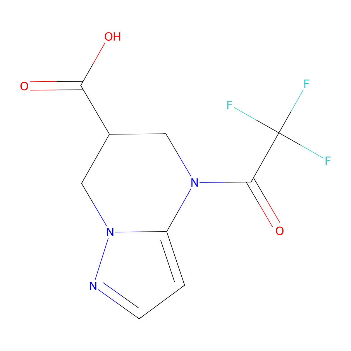 4-(2,2,2-trifluoroacetyl)-4H,5H,6H,7H-pyrazolo[1,5-a]pyrimidine-6-carboxylic acid molecular structure, CAS 2680852-56-4