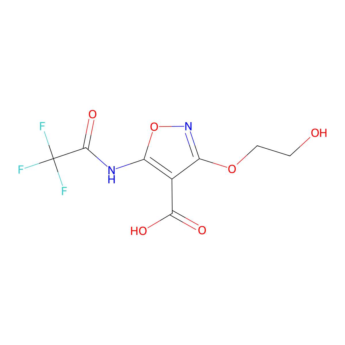 3-(2-Hydroxyethoxy)-5-(2,2,2-trifluoroacetamido)-1,2-oxazole-4-carboxylic acid molecular structure, CAS 2680852-70-2