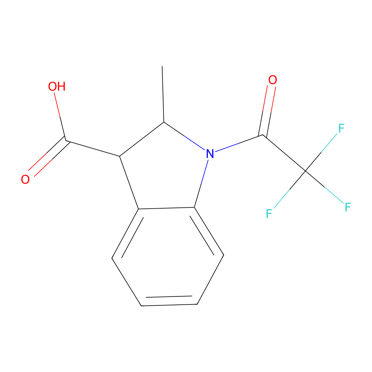 2-methyl-1-(2,2,2-trifluoroacetyl)-2,3-dihydro-1H-indole-3-carboxylic acid molecular structure, CAS 2680852-72-4