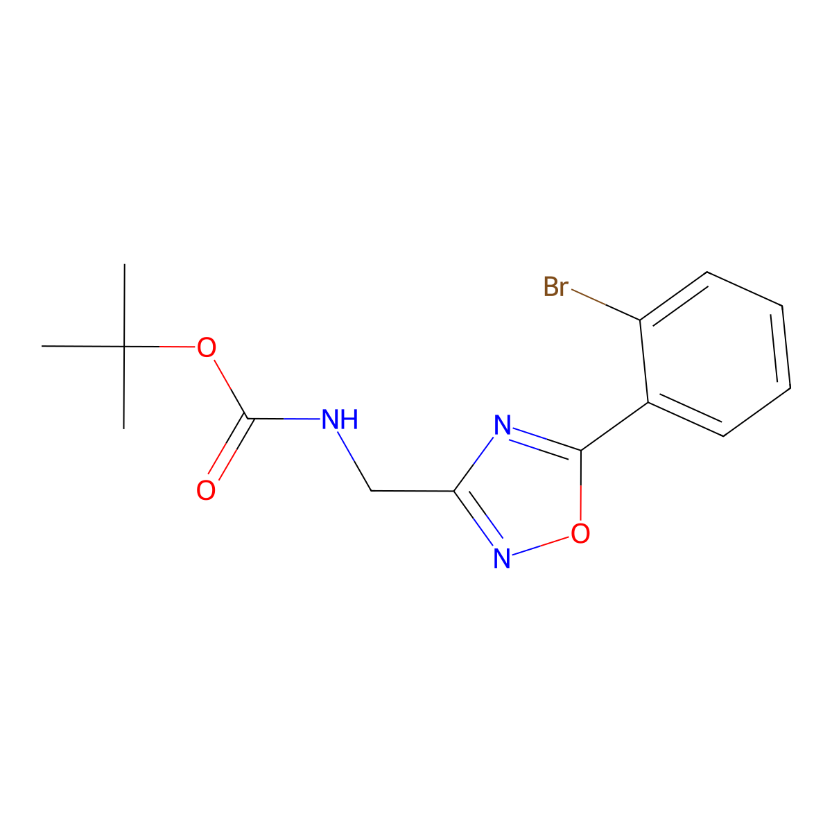 tert-butyl N-{[5-(2-bromophenyl)-1,2,4-oxadiazol-3-yl]methyl}carbamate molecular structure, CAS 2680852-75-7
