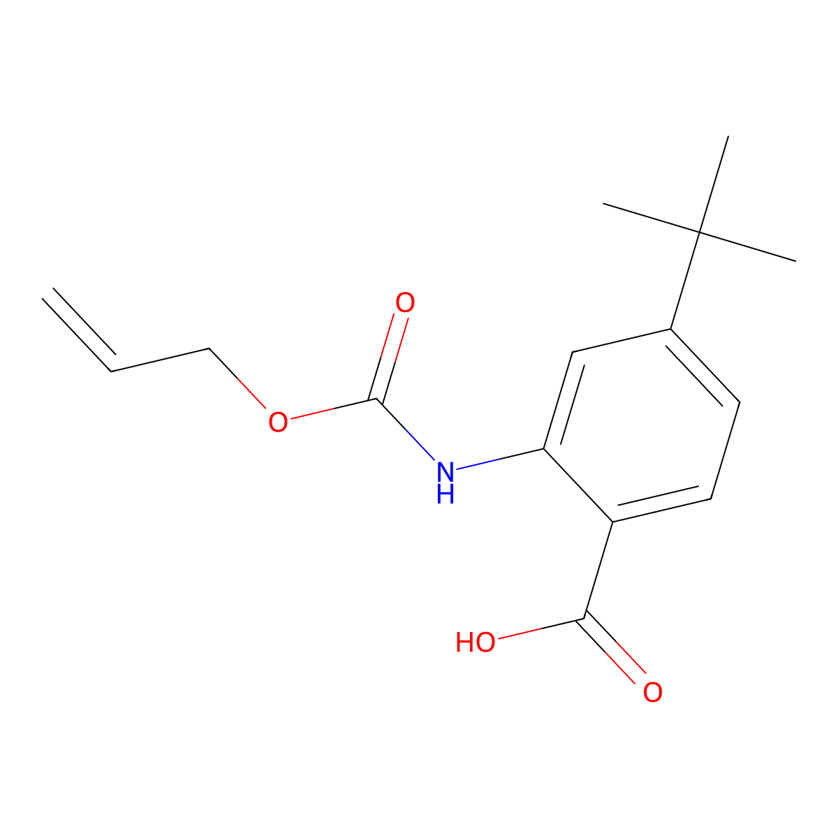 4-Tert-butyl-2-{[(prop-2-en-1-yloxy)carbonyl]amino}benzoic acid molecular structure, CAS 2680852-79-1