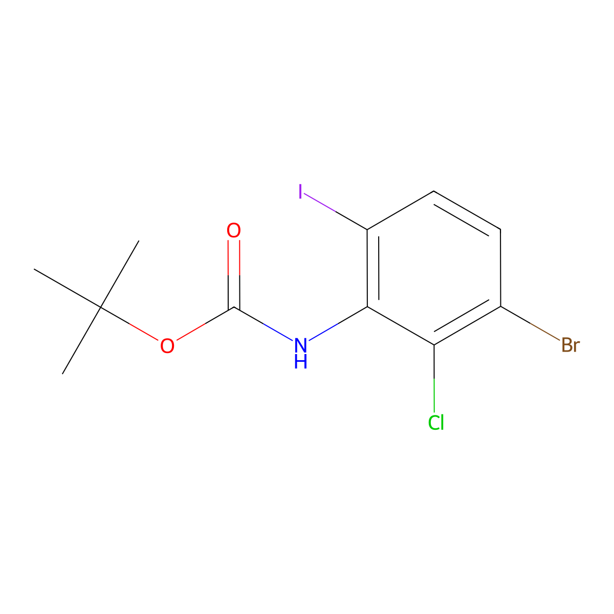 tert-butyl N-(3-bromo-2-chloro-6-iodophenyl)carbamate molecular structure, CAS 2680852-82-6