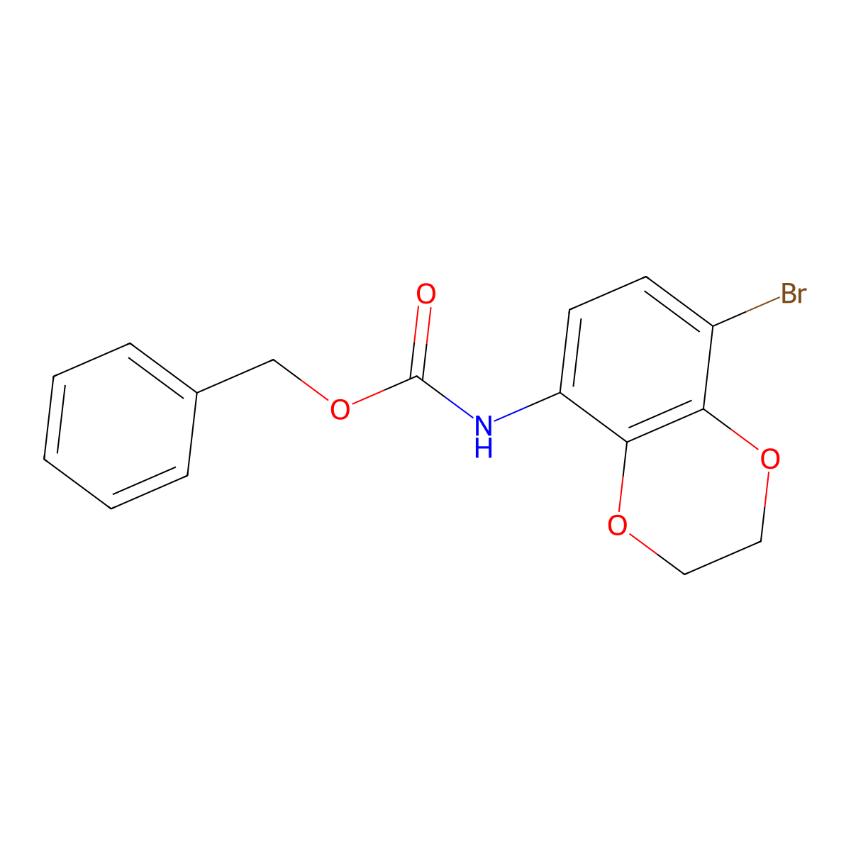benzyl N-(8-bromo-2,3-dihydro-1,4-benzodioxin-5-yl)carbamate molecular structure, CAS 2680852-84-8