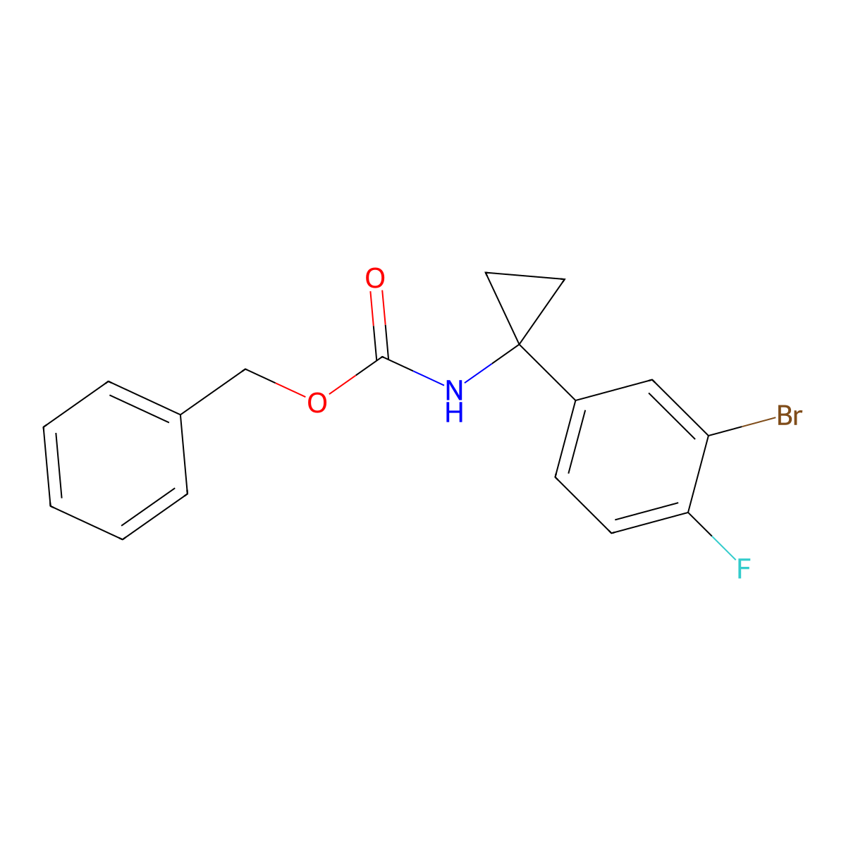 benzyl N-[1-(3-bromo-4-fluorophenyl)cyclopropyl]carbamate molecular structure, CAS 2680852-86-0