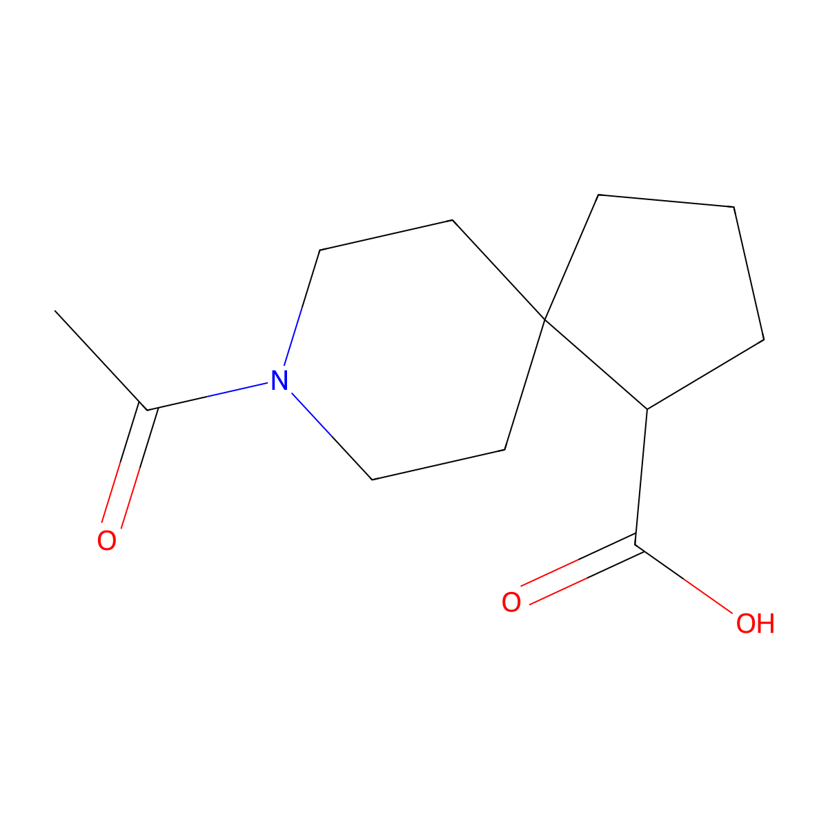 8-Acetyl-8-azaspiro[4.5]decane-1-carboxylic acid molecular structure, CAS 2680852-98-4